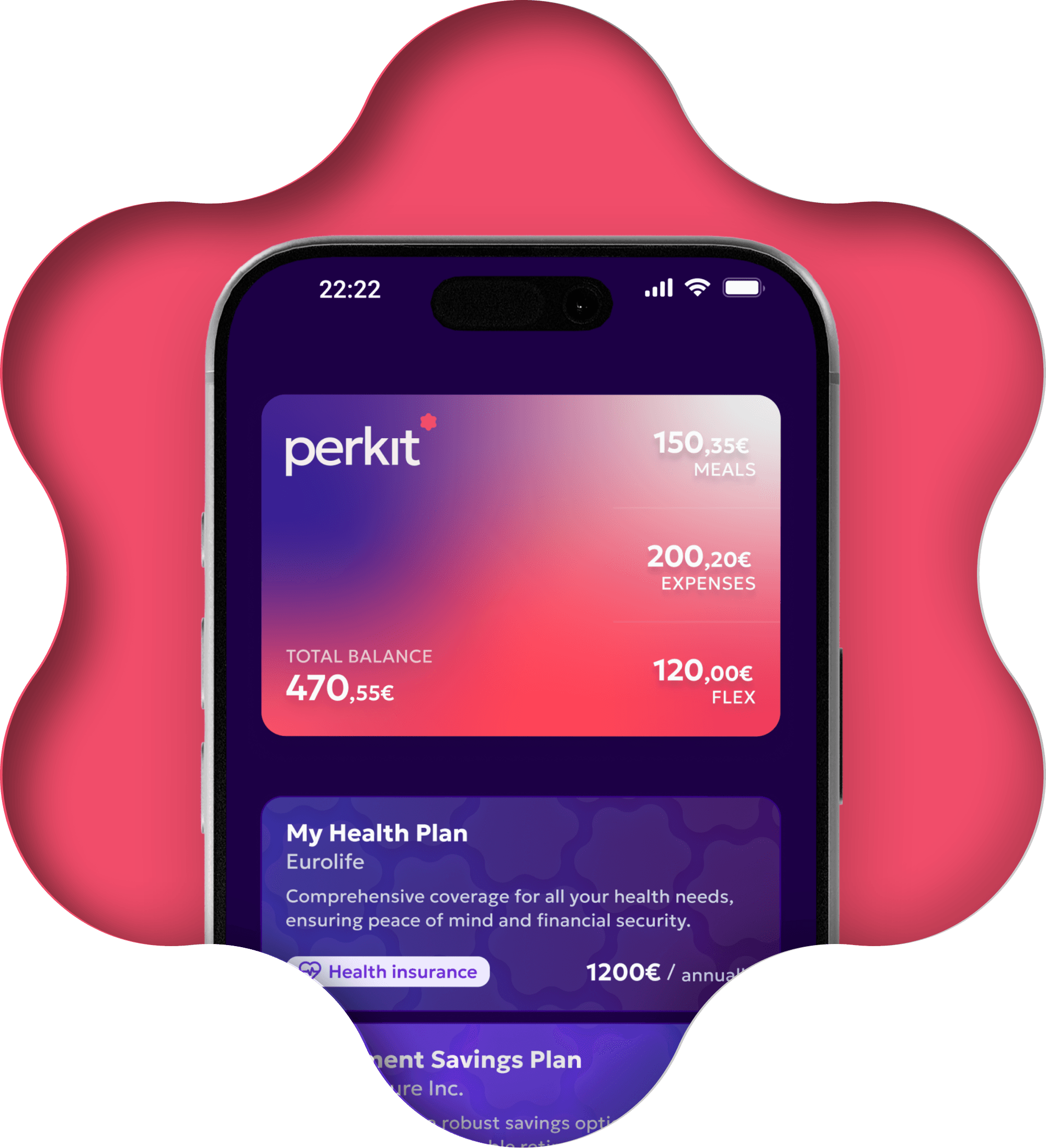 App Perkit σε κινητό με υπόλοιπα κάρτας και εταιρικές παροχές